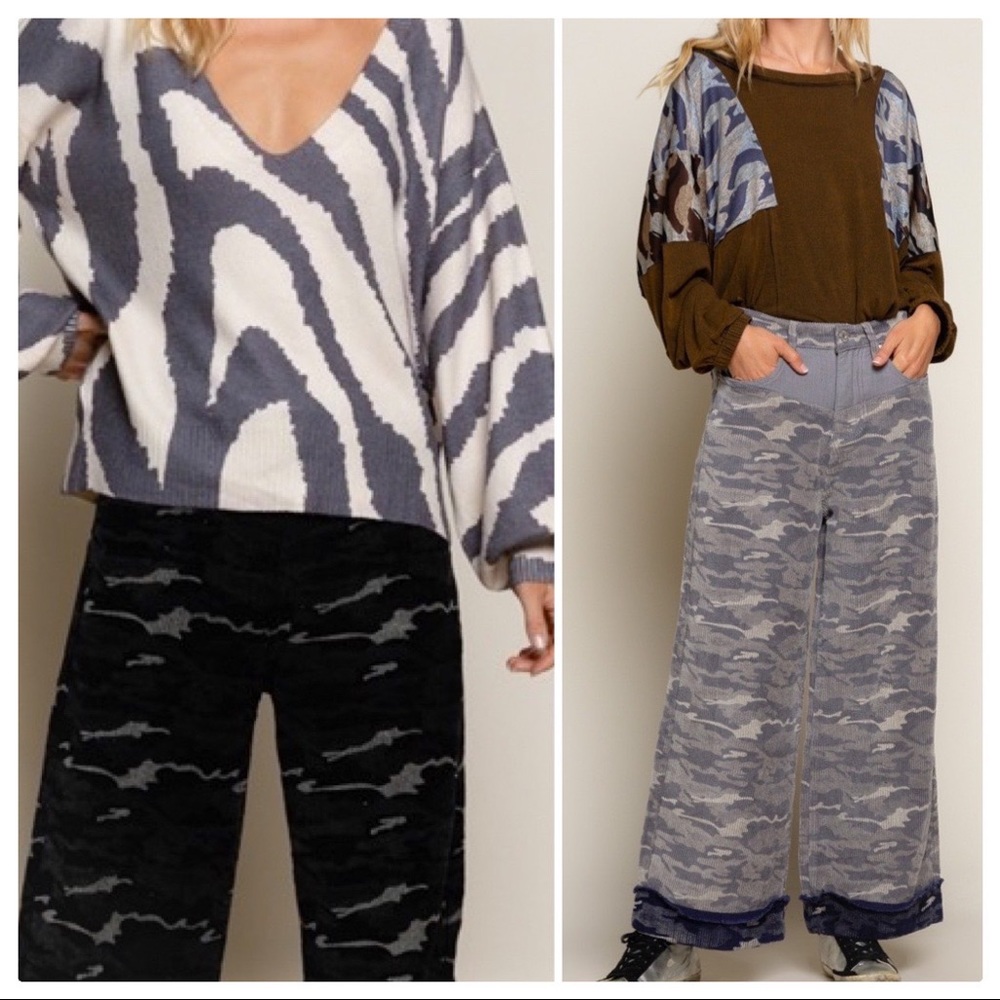POL Camo Black Wide Leg Cords - Picture 3 of 15
